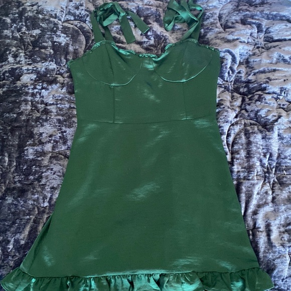 womens emerald green mini dress - Picture 1 of 3